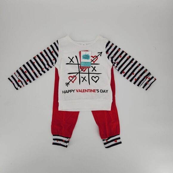 BABY Girl TicTacToe Valentine's Day Heart Jogger Set - Picture 1 of 6